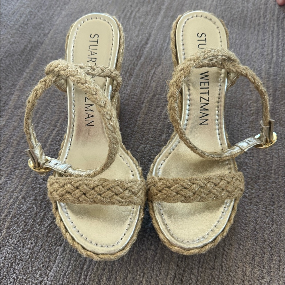 Stuart Weitzman Tan Braided Espadrilles